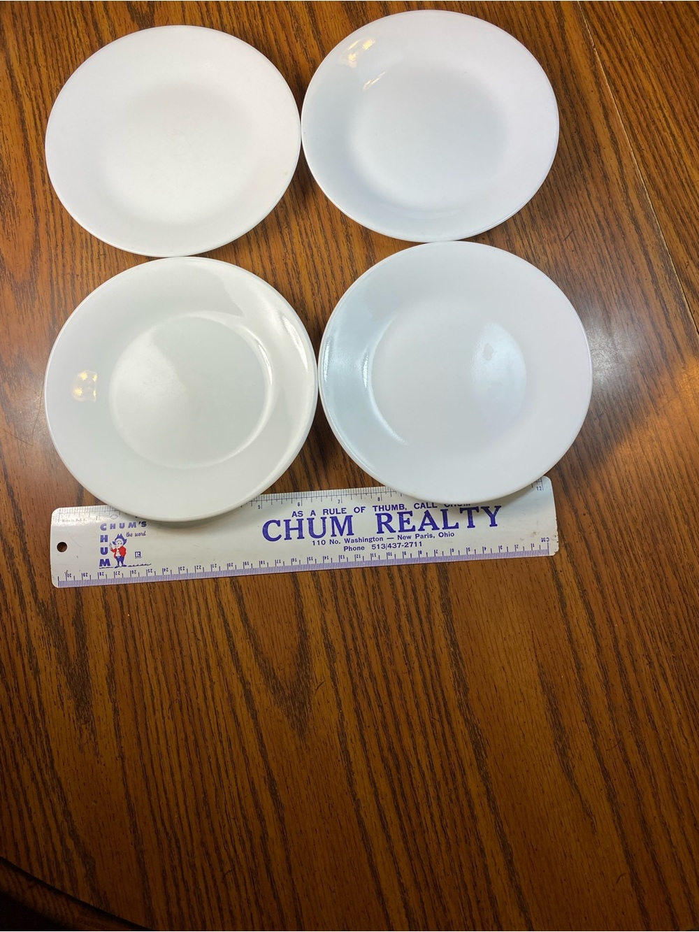 4 White Corelle Salad Bread Dessert 6.75” Plates plate